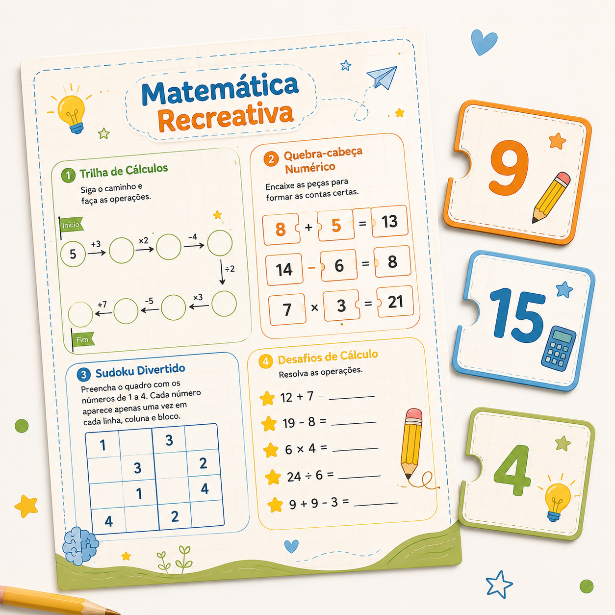 Mockup das atividades de Matemática Recreativa
