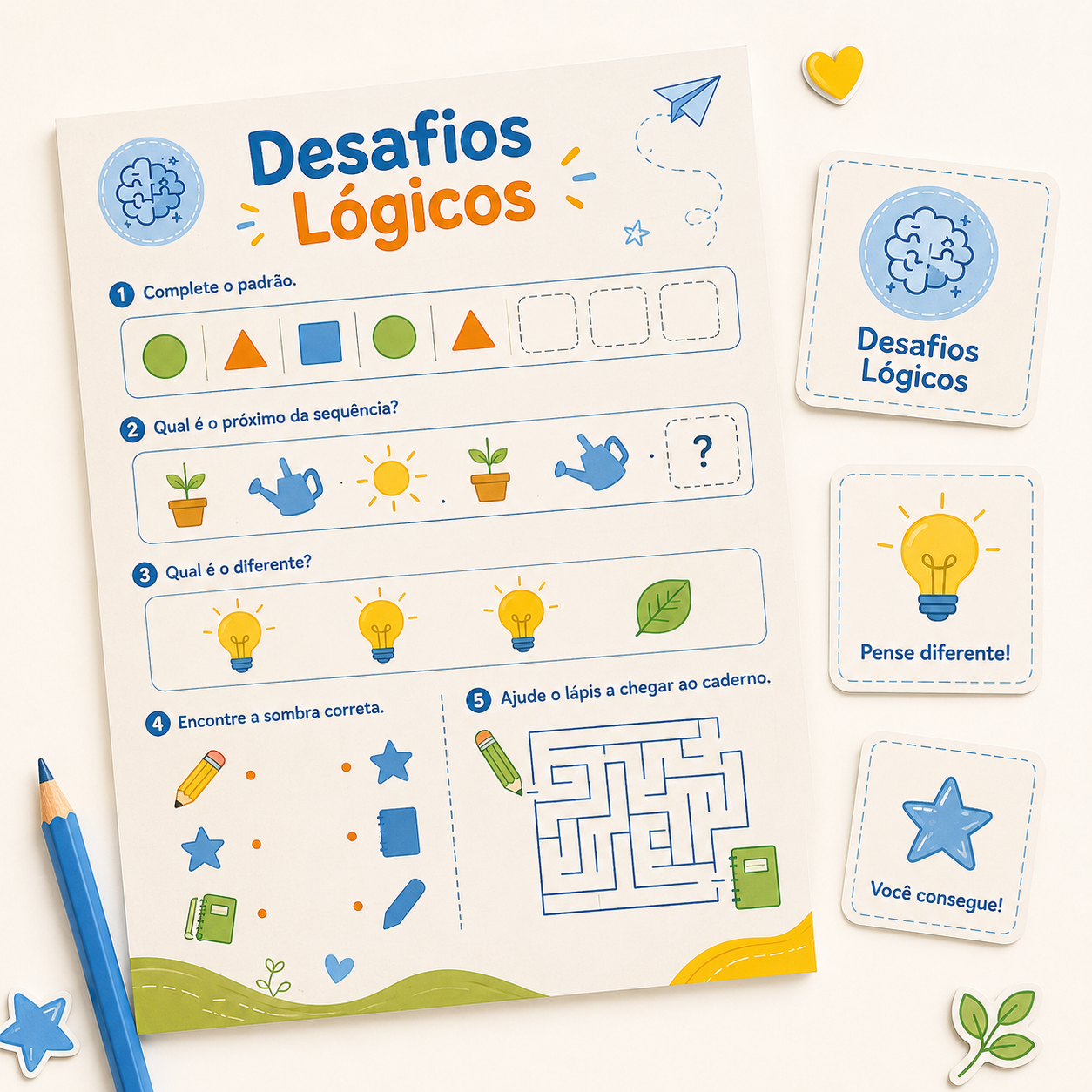 Mockup das atividades de Desafios Lógicos