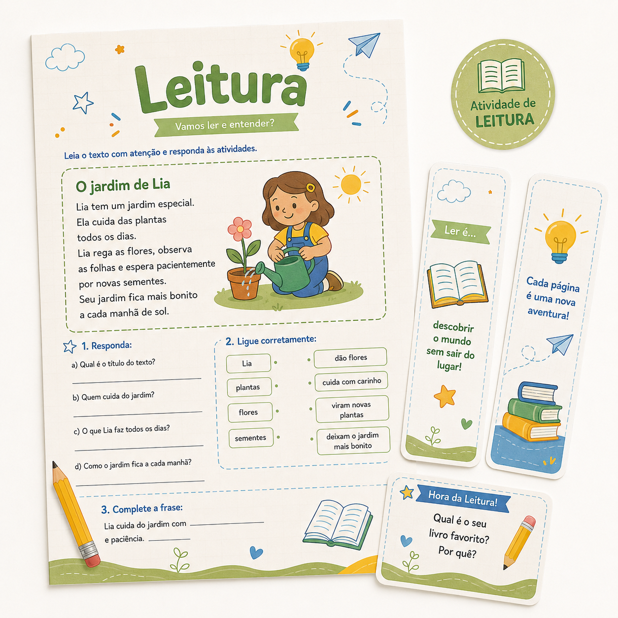 Mockup das atividades de Leitura